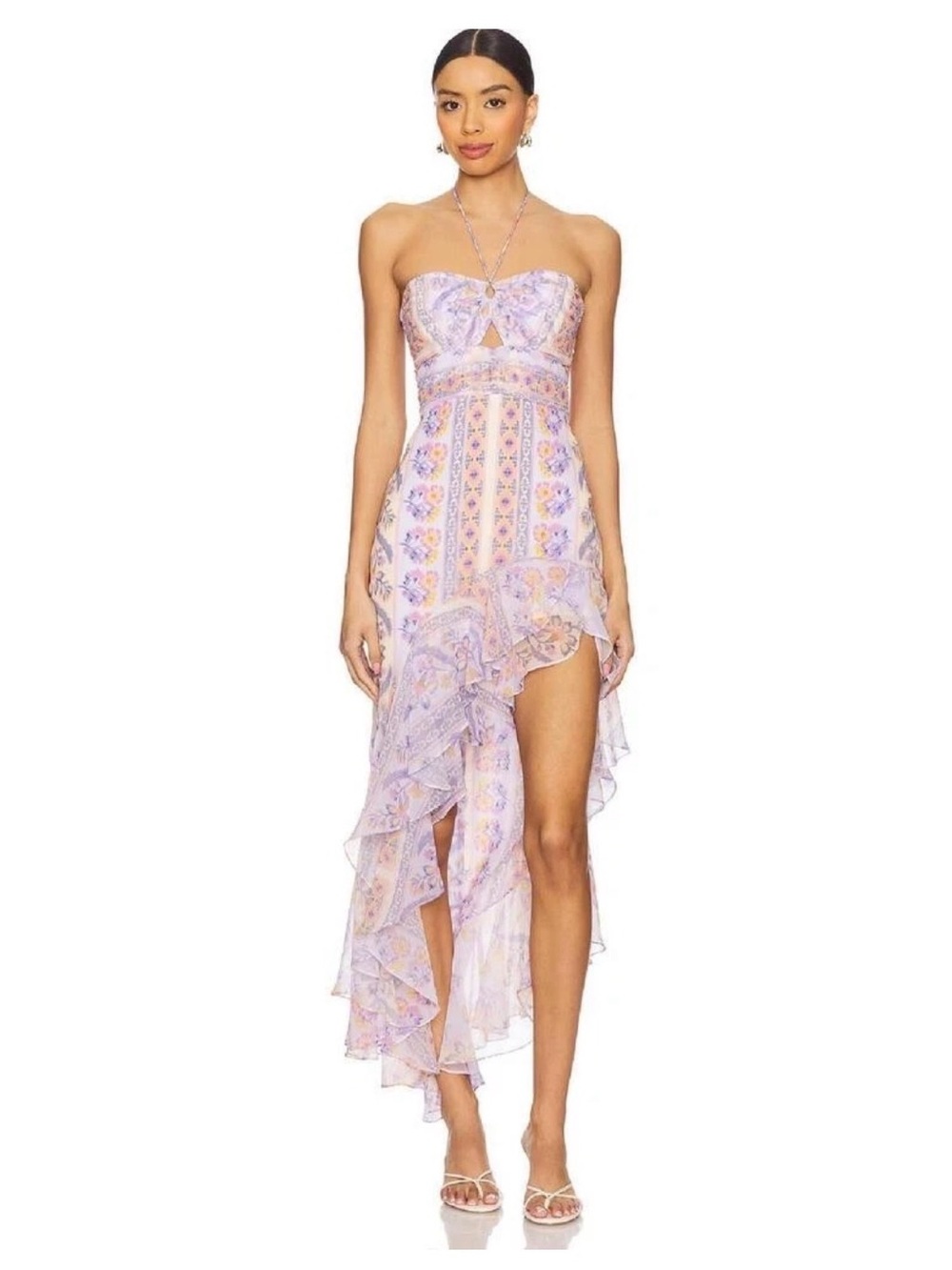 NEW Amanda Uprichard Estrada Halter High-low Dress Calabria print
